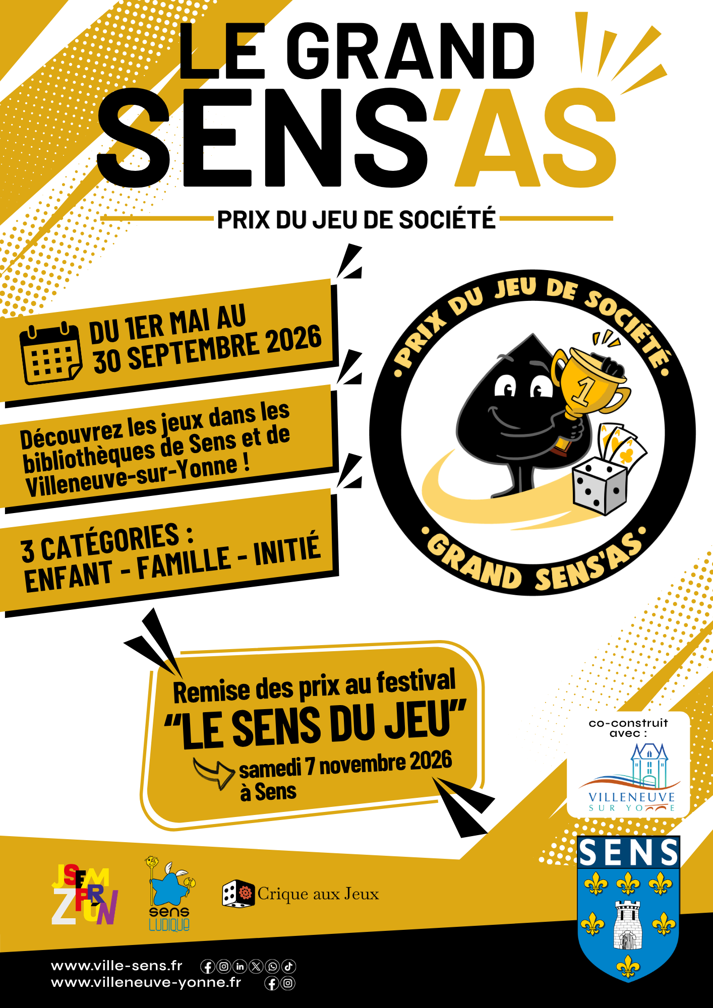 Affiche du prix du jeu de société le Grand Sens'As
