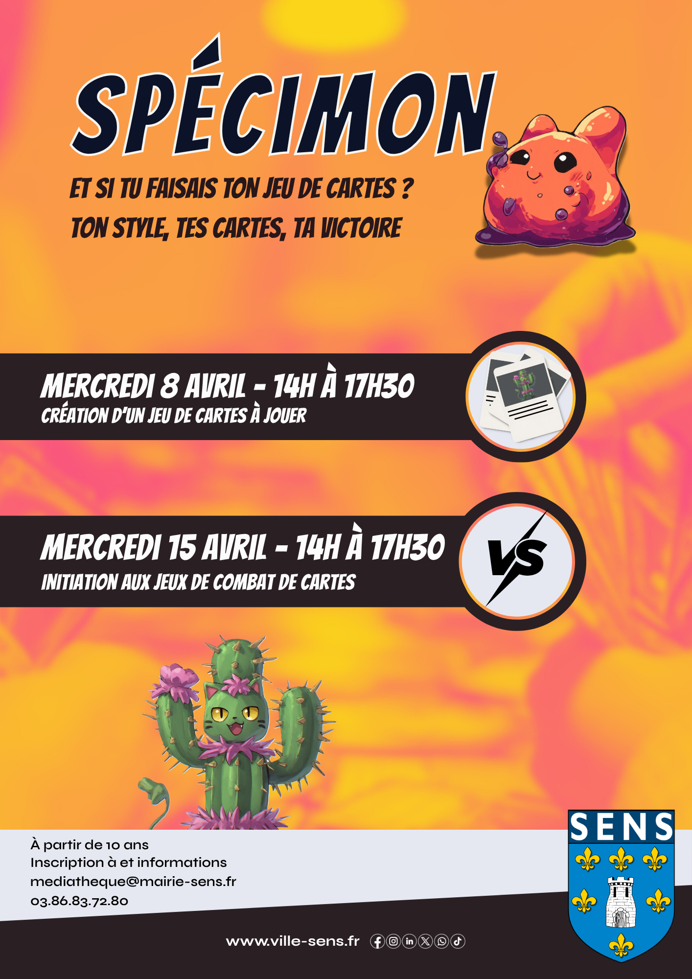 Affiche Spécimon création d'un jeu de carte de combat