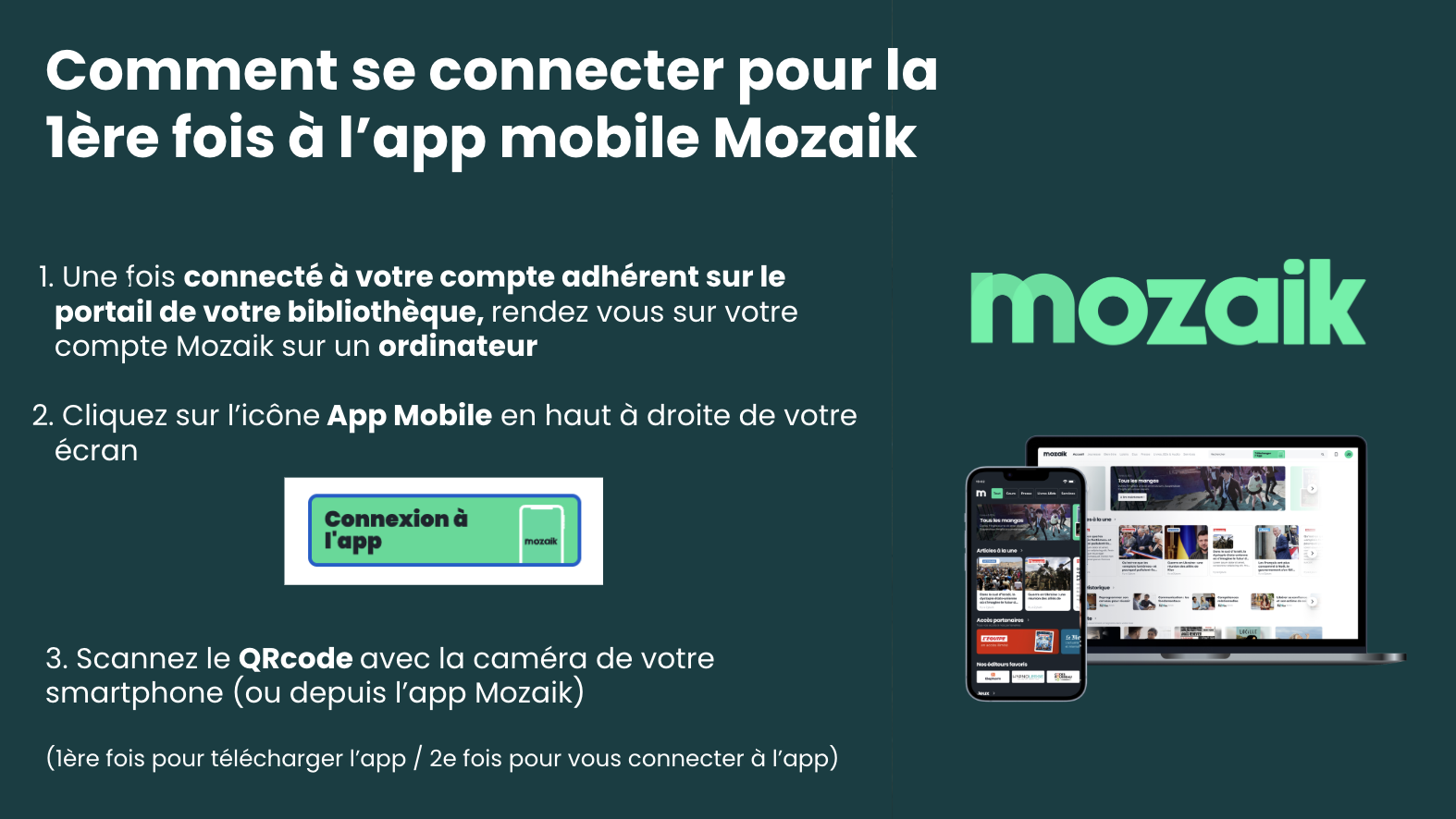 Tuto connexion app Mozaik visuel